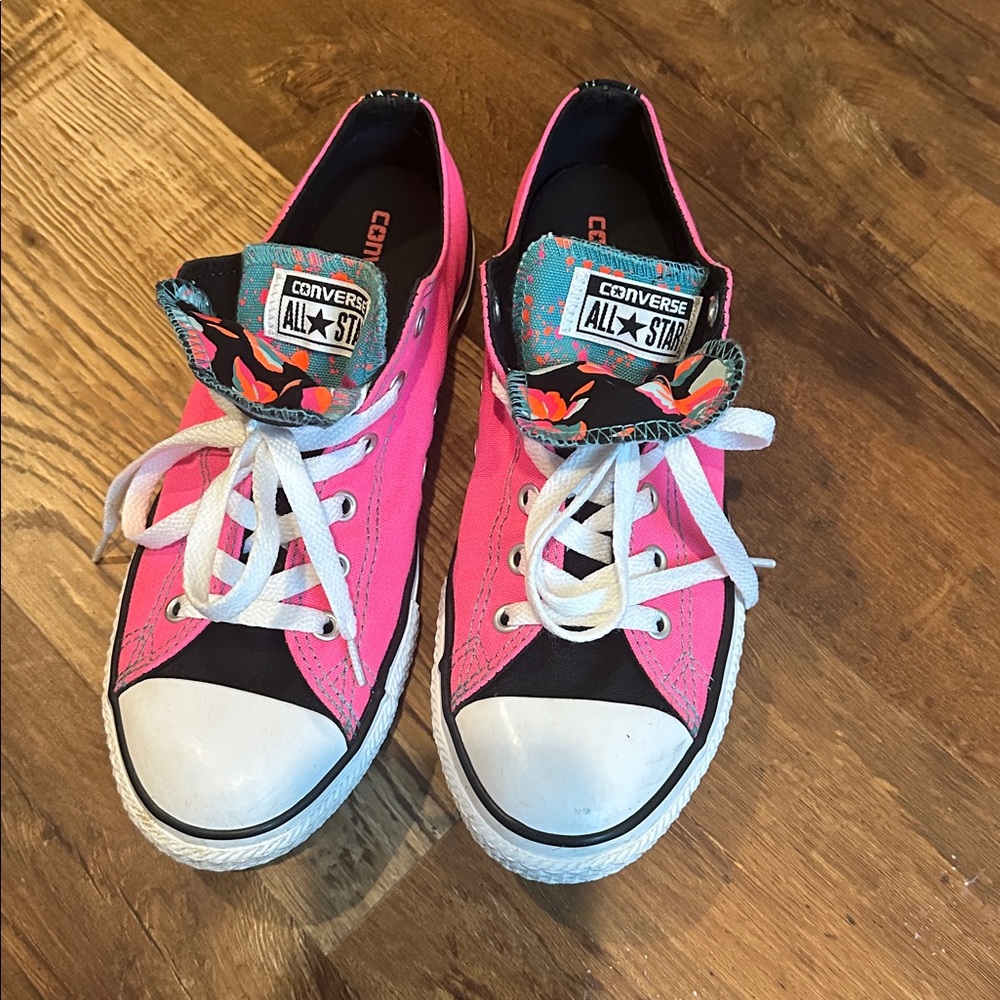 Converse Vibrant Pink and Black Sneakers